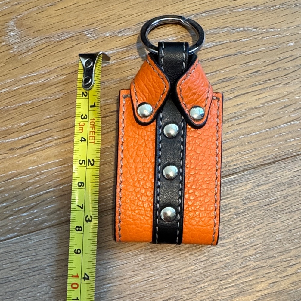 Italian Leather Mini Shirt / Jacket Keychain – Orange & Black - Picture 3 of 5